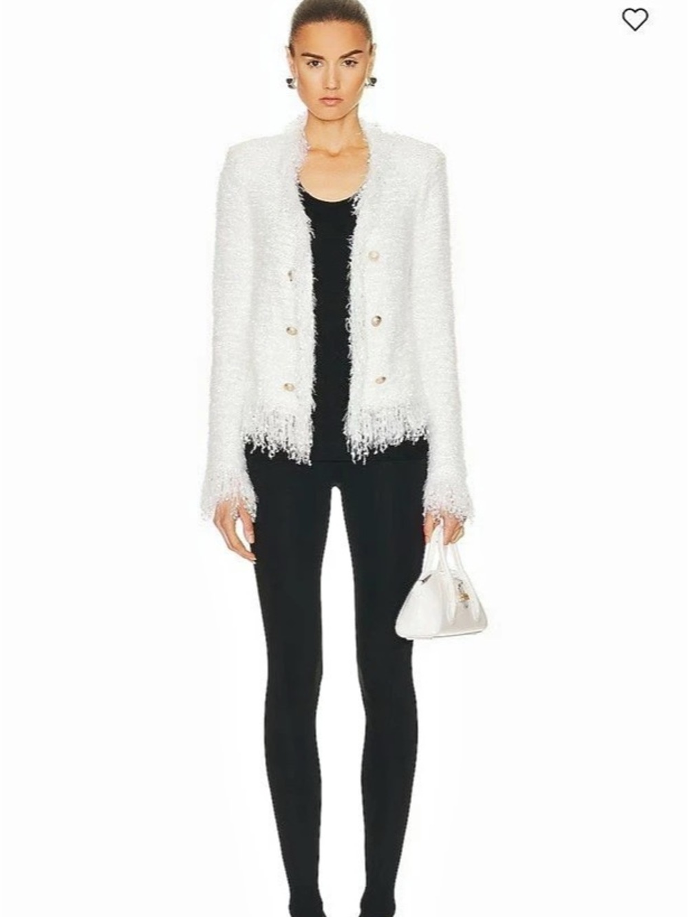 L'AGENCE Azure Cardigan Blazer White Fringe Blazer Size XL